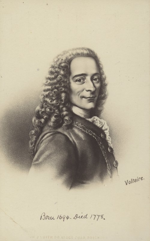ヴォルテール（1694-1778）フランスの作家、哲学者、劇作家（リトグラフ） 作： 英語学校