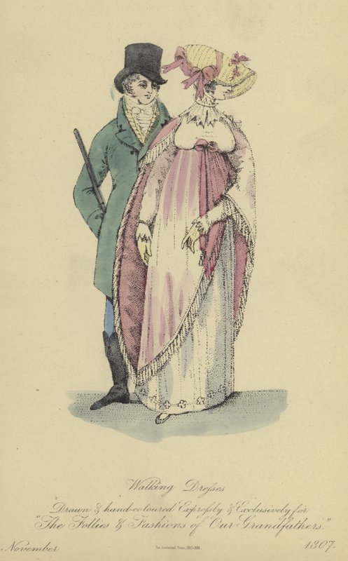 紳士淑女のためのウォーキングドレス（彩色彫刻 作： 英語学校