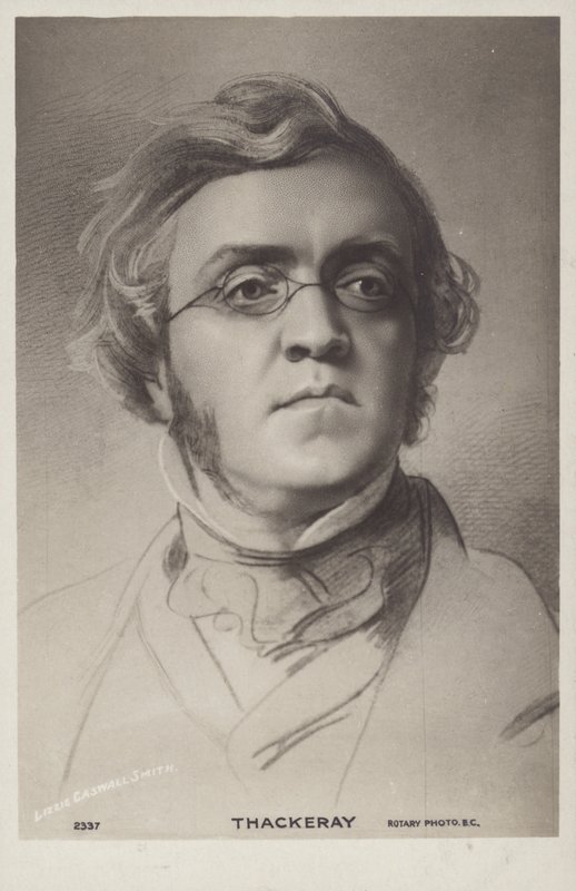 ウィリアム・メイクピース・サッカレー（1811-1863）イギリスの小説家（リトグラフ） 作： 英語学校