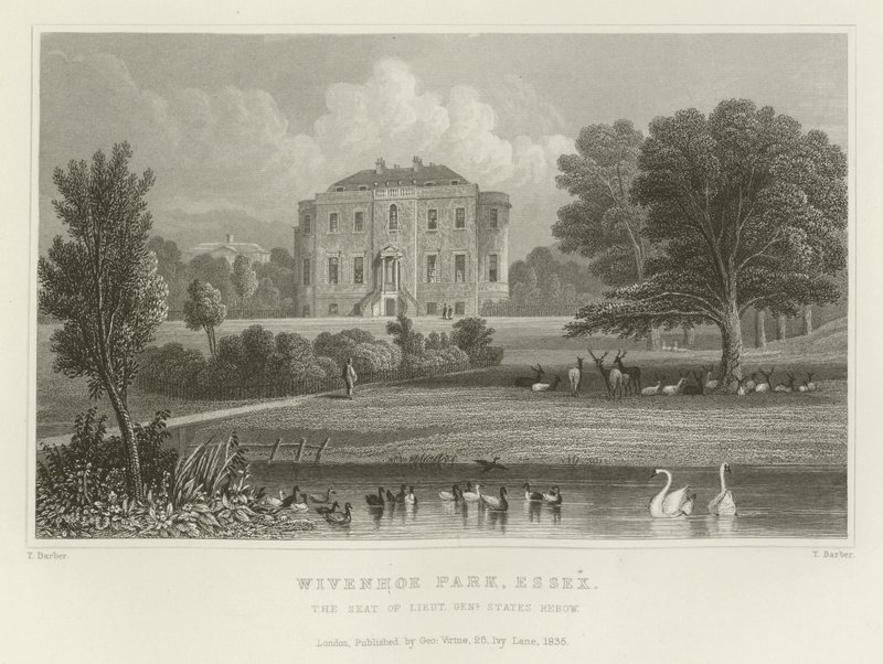 Wivenhoe Park、Essex、中尉の州議会議事堂Rebow 作： 英語学校