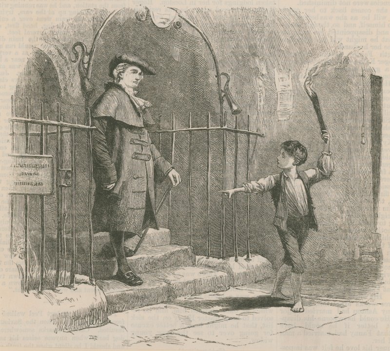 トーチライトで紳士をリードする少年 作： 英語学校