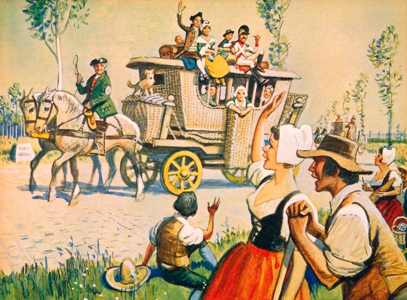1787年、パリとヴェルサイユを往復する馬車 作： エリック・パーカー
