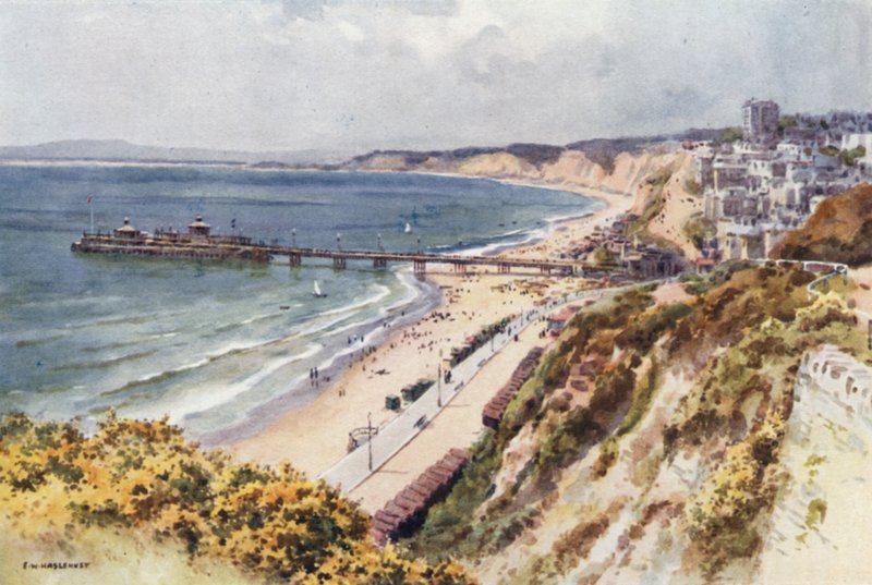 EastcliffからのBournemouth Pier and Sands（カラーリソ） 作： アーネストウィリアムハスレハスト