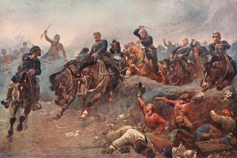 1882年、エジプトのテルエルケビールの戦いでイギリス軍の砲兵隊が敵陣に参入 作： エステバンマルケスデベラスコ