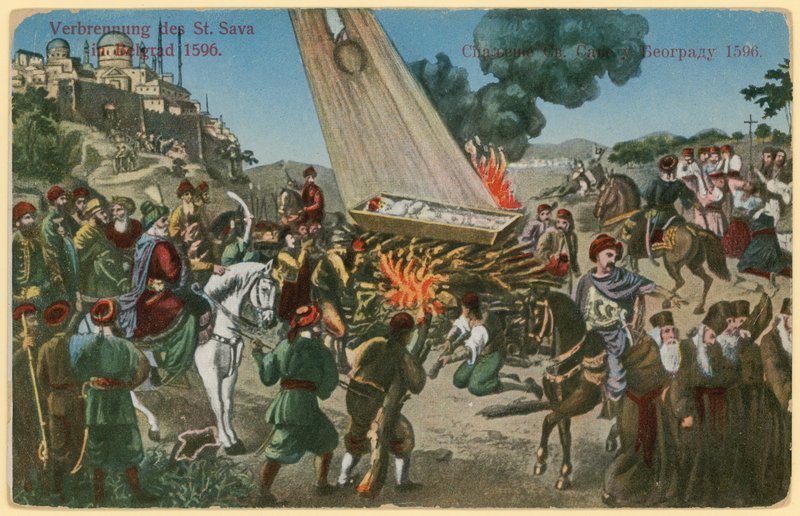 1596年のセルビア人蜂起による罰としてセントサヴァ遺跡を焼いたオスマントルコ 作： ヨーロピアンスクール