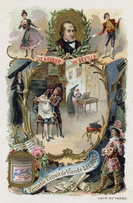 セビリアの理髪師、Gioachino Rossini（chromolitho） 作： ヨーロピアンスクール