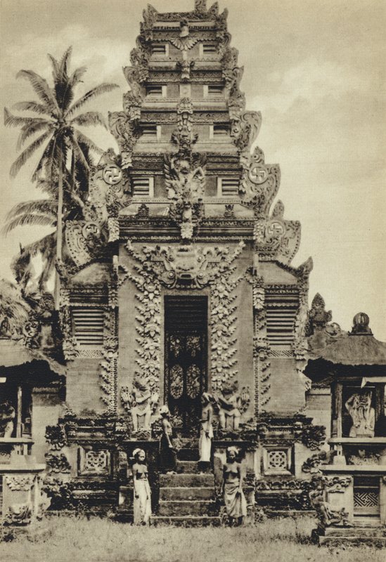 オランダ領、寺院、バリ（モノクロ写真 作： ヨーロッパの写真家