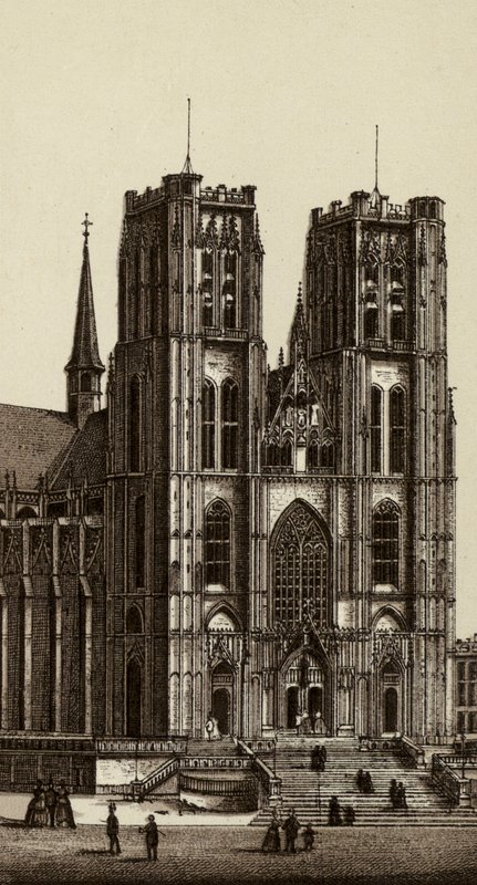 Bruxelles/Brussels: Church of Saints Michael and Gudule (litho) 作： ヨーロピアンスクール