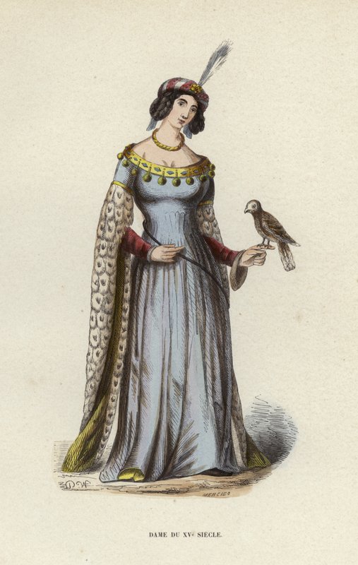 Dame Du XVe Siecle（カラー・エングレービング 作： ヨーロピアンスクール