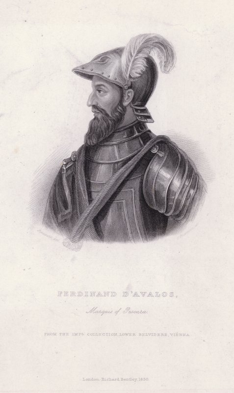 ペスカーラ第5代侯爵フェルディナンド・ダバロス（1489-1525）ハプスブルク家とフランス家の間のイタリア戦争におけるアラゴン軍の司令官（彫刻 作： ヨーロピアンスクール