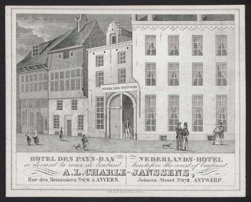 オランダのホテル「Hotel Des Pays Bas」、A L Charle-Janssens、Anvers、Antwerp（エングレービング 作： ヨーロピアンスクール
