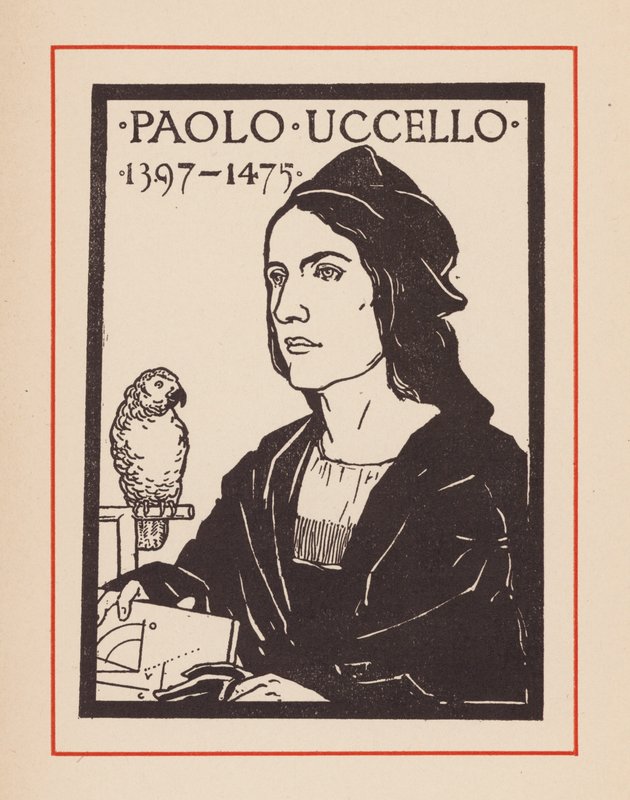 パオロ・ウッチェッロ、イタリア中世の芸術家、数学者（リトグラフ） 作： ヨーロピアンスクール