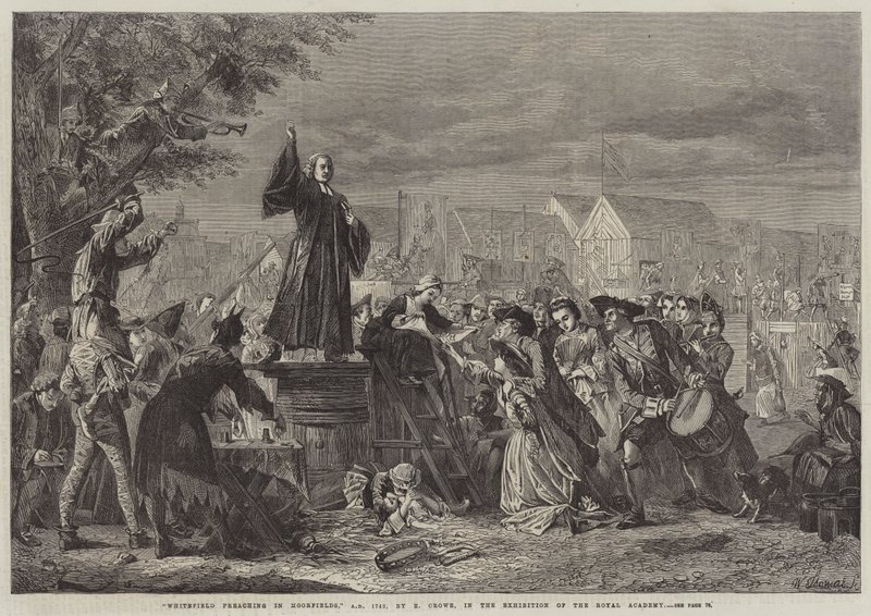 ムーアフィールズでのホワイトフィールド説教、AD 1742 作： Eyre Crowe