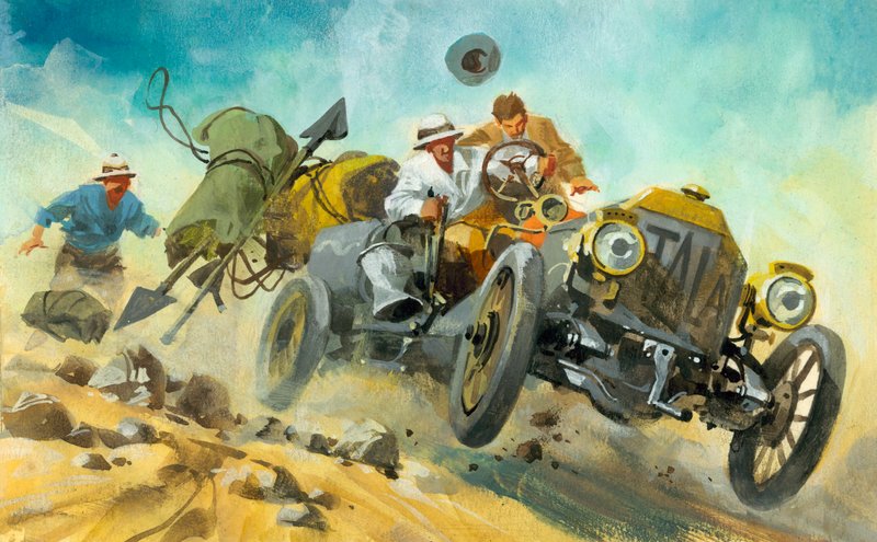 万マイル・モーター・レース（紙にガッシュ） 作： フェルディナンド・タッコーニ