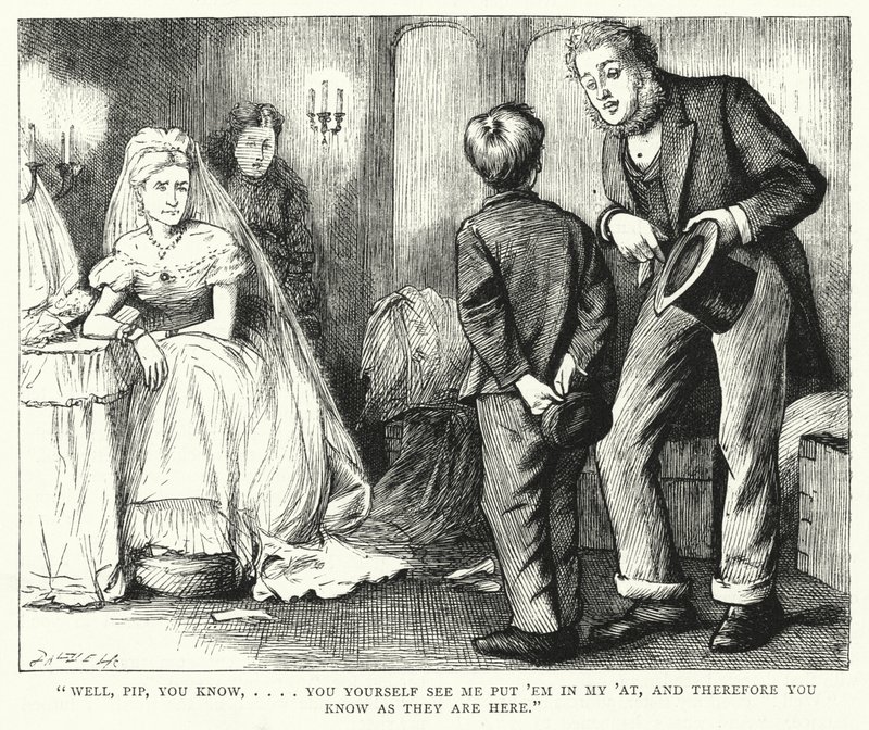 チャールズ・ディケンズの「Great Expectations」のイラスト（彫刻）。 作： フランシスアーサーフレイザー