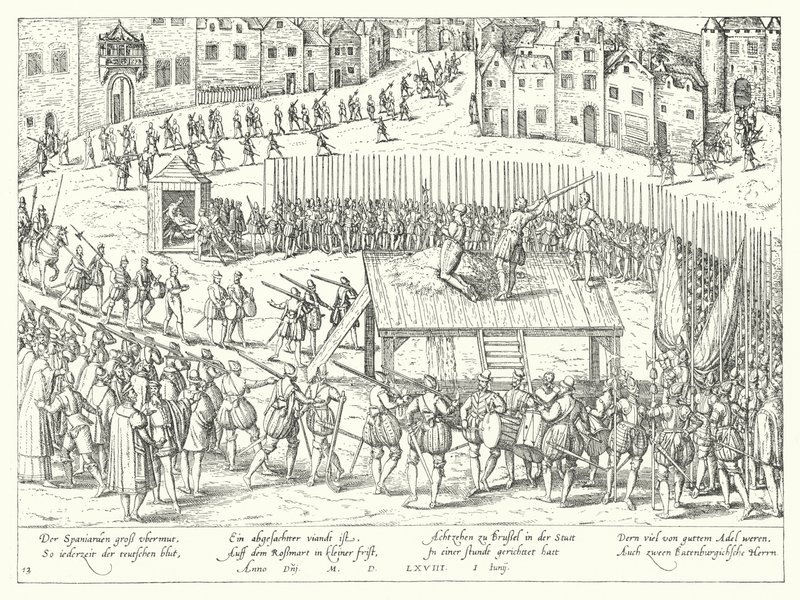 ブリュッセルでのエグモント伯爵とホーン伯爵の処刑、1568 作： フランツ・ホーゲンベルク