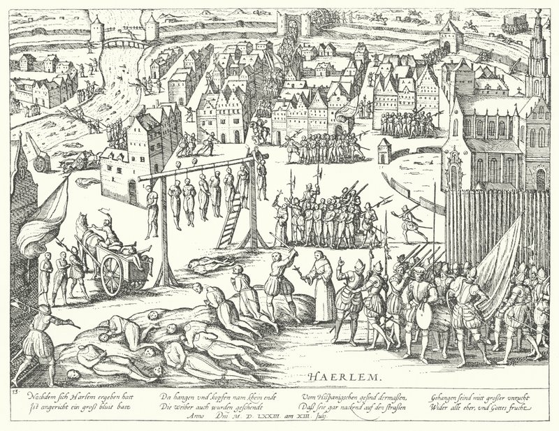 1573年にオランダのハールレムでスペイン人によって行われた大量処刑 作： フランツ・ホーゲンベルク