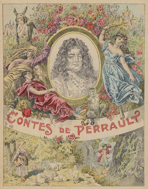 Les Contes de Perrault」のタイトルページイラスト（カラーリトグラフ 作： フレデリックセオドア（後）リックス