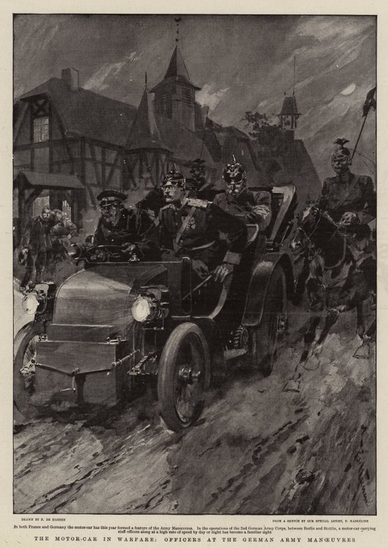 戦争中の自動車、ドイツ陸軍演習の将校 作： フレデリック・デ・ヘネン