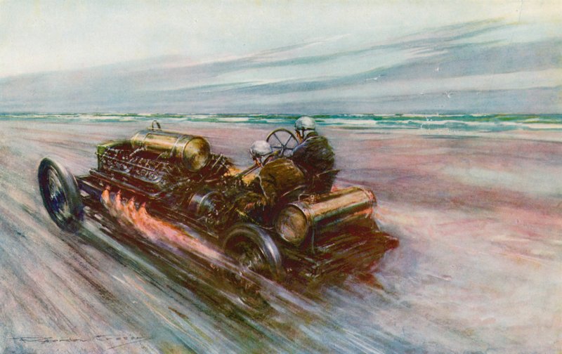 アルジャーノン・ギネス卿バートが1908年に時速120マイルを達成した有名な「200」ダラック（カラーリソ） 作： フレデリックゴードン（後）クロスビー