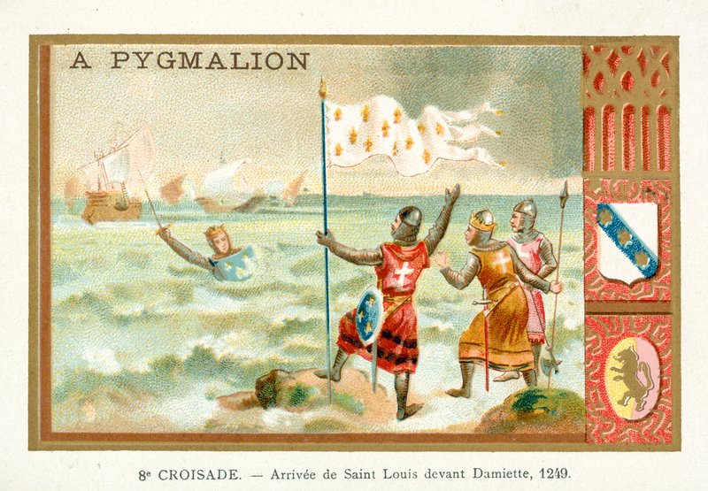 1249年の第8回十字軍、ダミエッタの前のフランスのルイ9世の到着 作： フランス語学校
