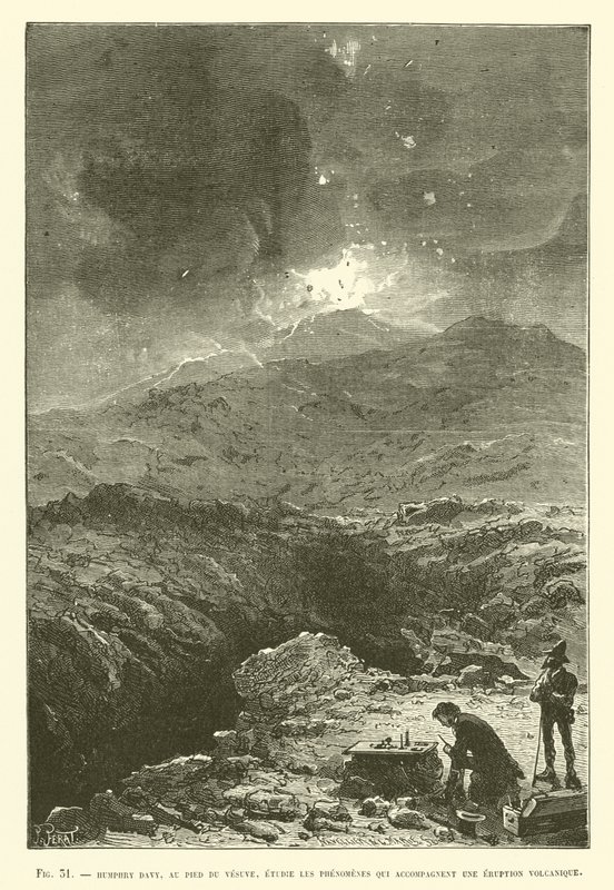 ヴェスヴィオ山脈の麓にあるハンフリーデービーが火山噴火に伴う現象を研究 作： フランス語学校