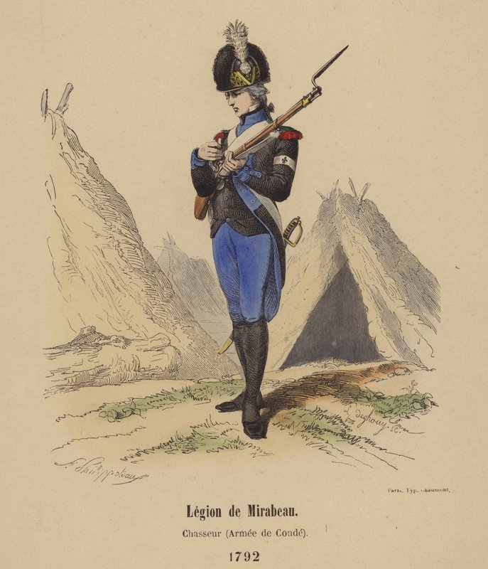 レギオン・オブ・ミラボー、ハンター（アルミー・デ・コンデ）、1792 作： フランス語学校