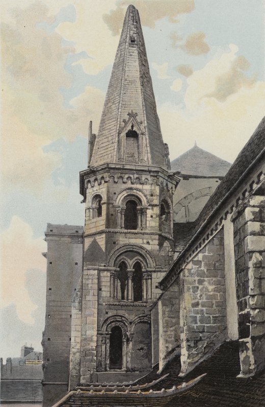 Auxerre、Saint-Eusebe教会、北西ビュー（復元前） 作： フランスの写真家