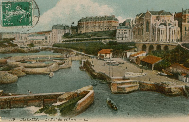 ビアリッツ、ルポールデペシュール。 1913年10月25日に送られたはがき。 作： フランスの写真家