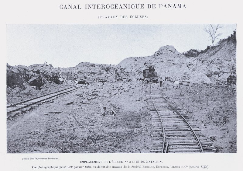 パナマ大洋間運河、ロックワーク（モノクロ写真 作： フランスの写真家