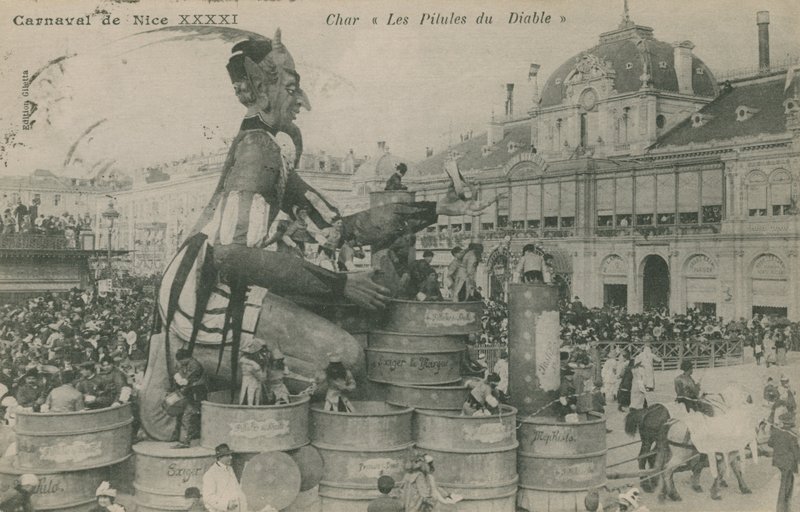 素敵なカーニバル、シャア、悪魔の薬。 1913年に送られたはがき。 作： フランスの写真家