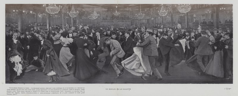 パリ、ムーラン・ド・ラ・ギャレットでのダンス（モノクロ写真 作： フランスの写真家