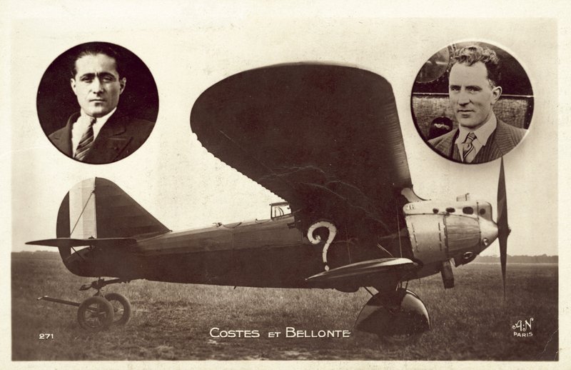 フランスの飛行家、Dieudonne CostesとMaurice Bellonte（モノクロ写真 作： フランスの写真家