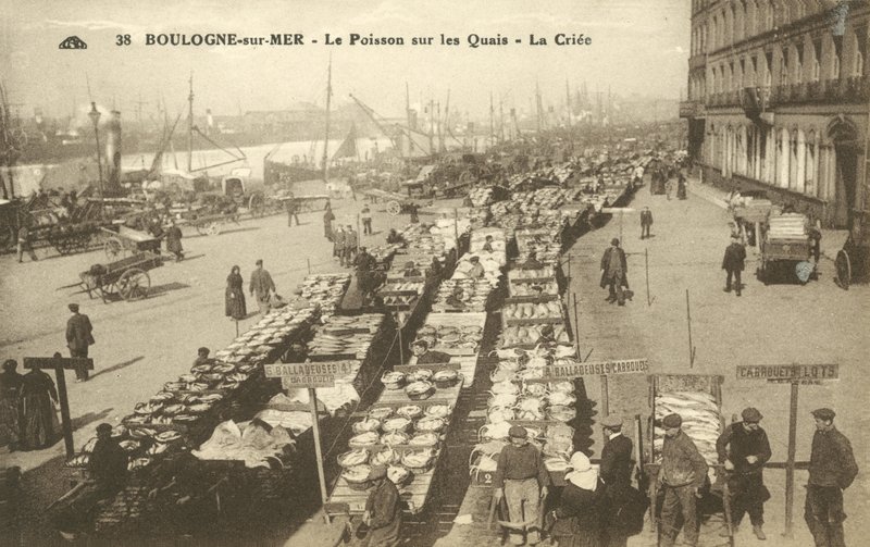 波止場の魚（ブローニュ・シュール・メール）（モノクロ写真 作： フランスの写真家