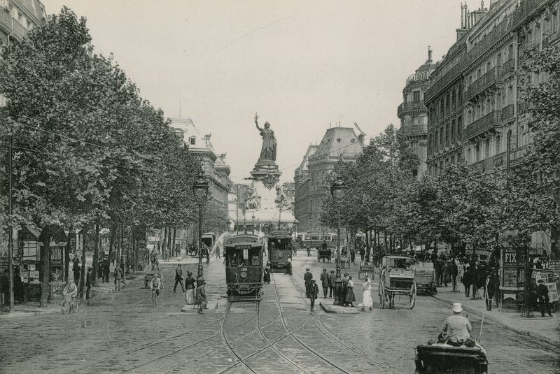 Rue du TempleとPlace de la Republique、Temple Street、Place of the Republic（写真彫刻） 作： フランスの写真家