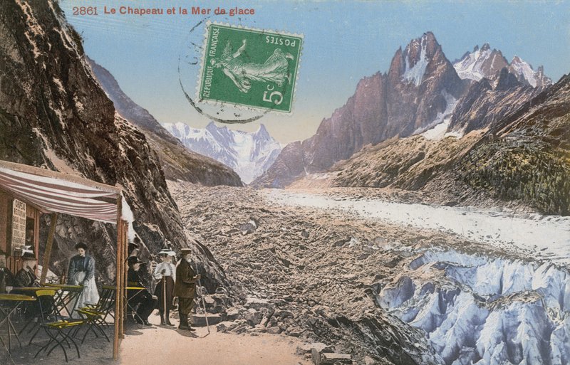 ルシャポーとアルプスのメールドグラス。 1913年に送られたはがき。 作： フランスの写真家