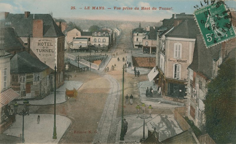 ル・マン-トンネルの上からの眺め。 1913年に送られたはがき。 作： フランスの写真家