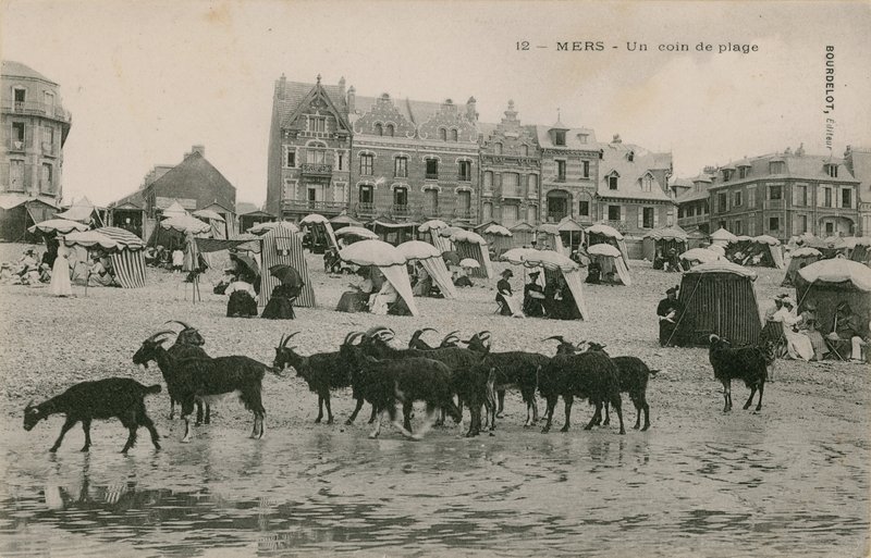Mers-ビーチの一部。 1913年に送られたはがき。 作： フランスの写真家