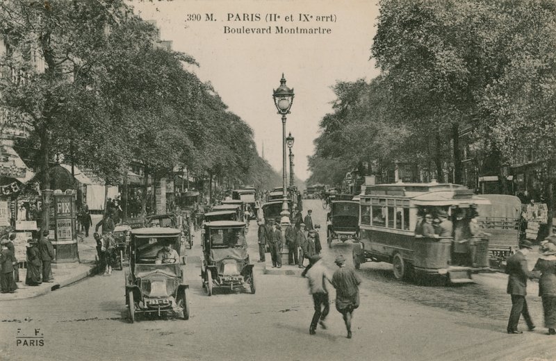 パリ、モンバートル大通り。 1913年に送られたはがき。 作： フランスの写真家