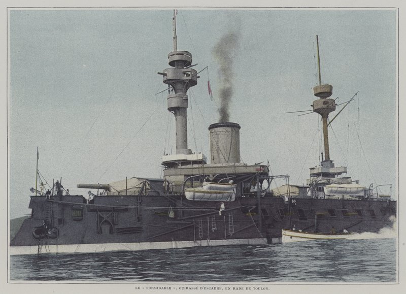 トゥーロン港に停泊中の戦艦「フォーミダブル」（カラー写真 作： フランスの写真家