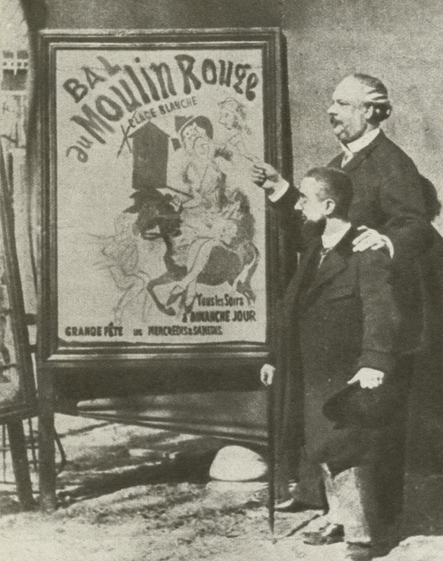 パリのムーラン・ルージュの監督とトゥールーズ＝ロートレック（モノクロ写真 作： フランスの写真家