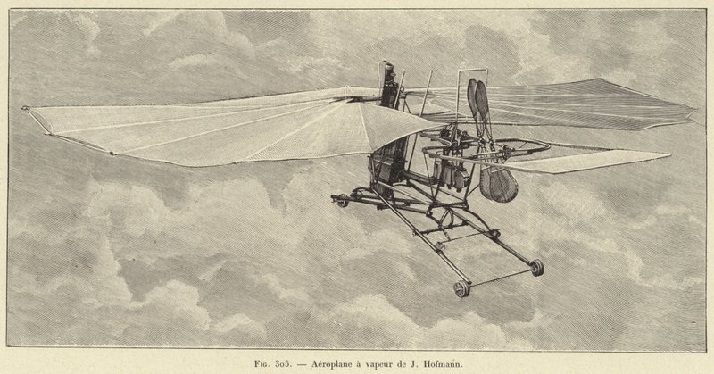 J・ホフマンの蒸気飛行機（彫刻 作： フランス語学校