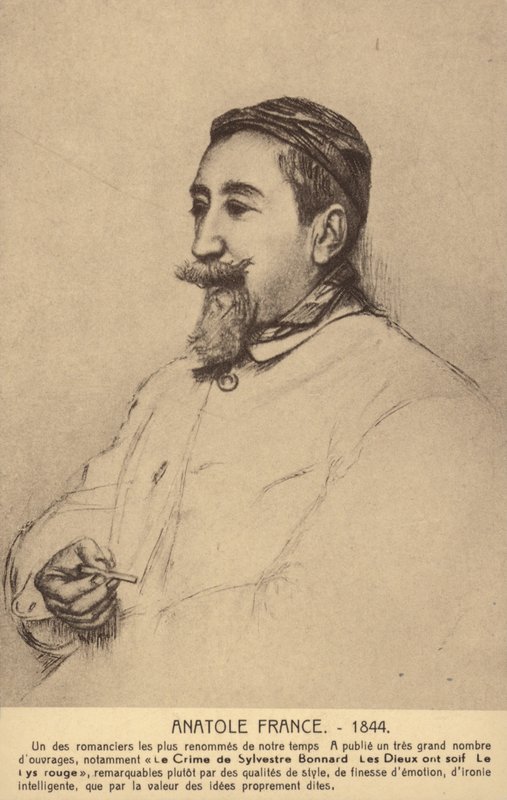 アナトール・フランス（1844-1924）フランスの詩人、ジャーナリスト、小説家（リトグラフ） 作： フランス語学校