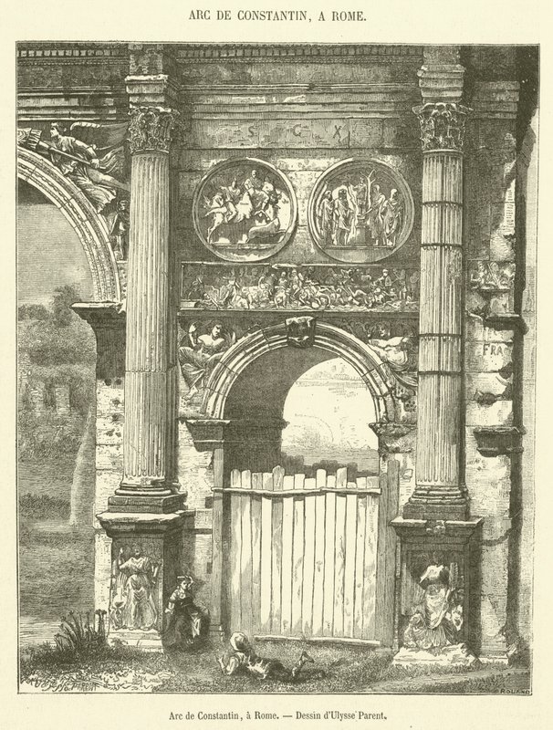 ローマのArc de Constantin（彫刻 作： フランス語学校