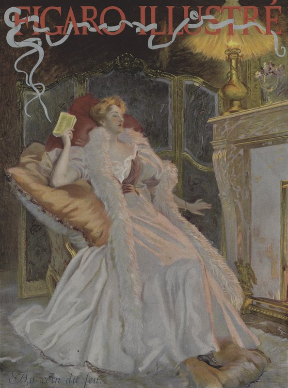 Au coin du feu (By the Fireside).1896年1月のLe Figaro Illustre誌の表紙（カラーリトグラフ版 作： フランス語学校