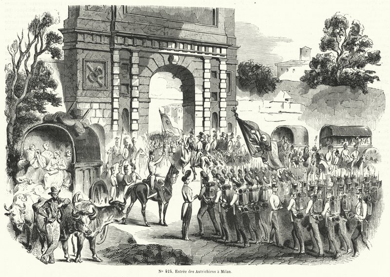 イタリア・ミラノに入城するオーストリア軍（1848年8月6日）（彫刻作品 作： フランス語学校
