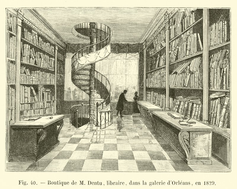 1829年にオルレアンのギャラリーにある書店Mデントゥのブティック 作： フランス語学校