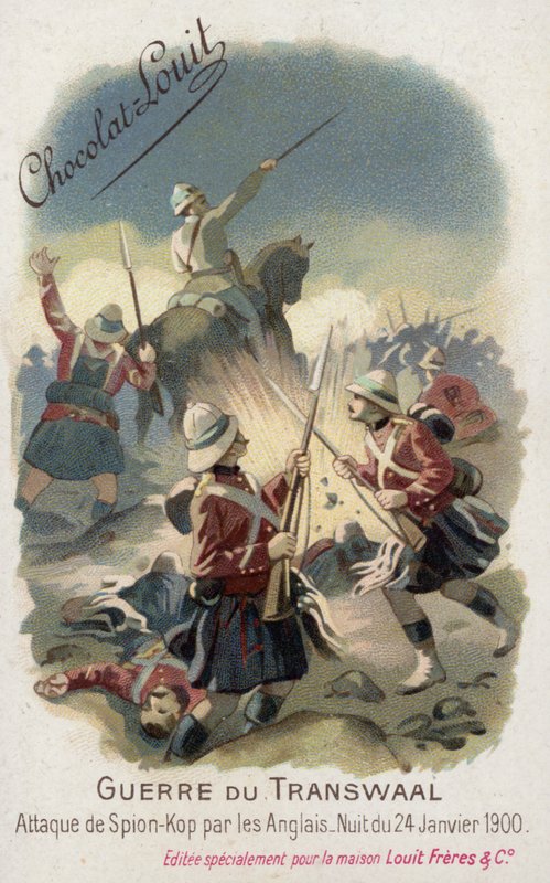 1900年1月24日の夜、スピオンコップを攻撃するイギリス軍（クロモリ写真 作： フランス語学校