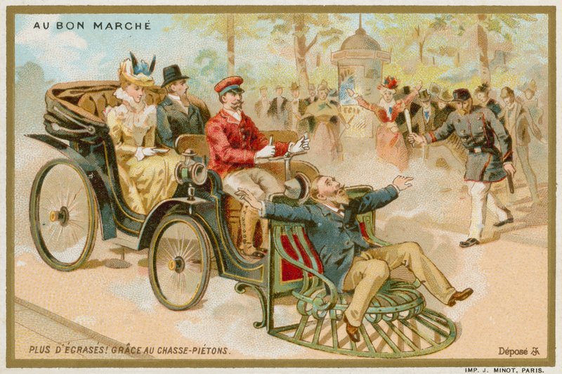 牛を捕まえる歩行者に相当する車 作： フランス語学校