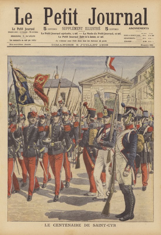パリのサン・シールにあるフランス陸軍士官学校の設立100周年記念（カラーリトグラフ 作： フランス語学校